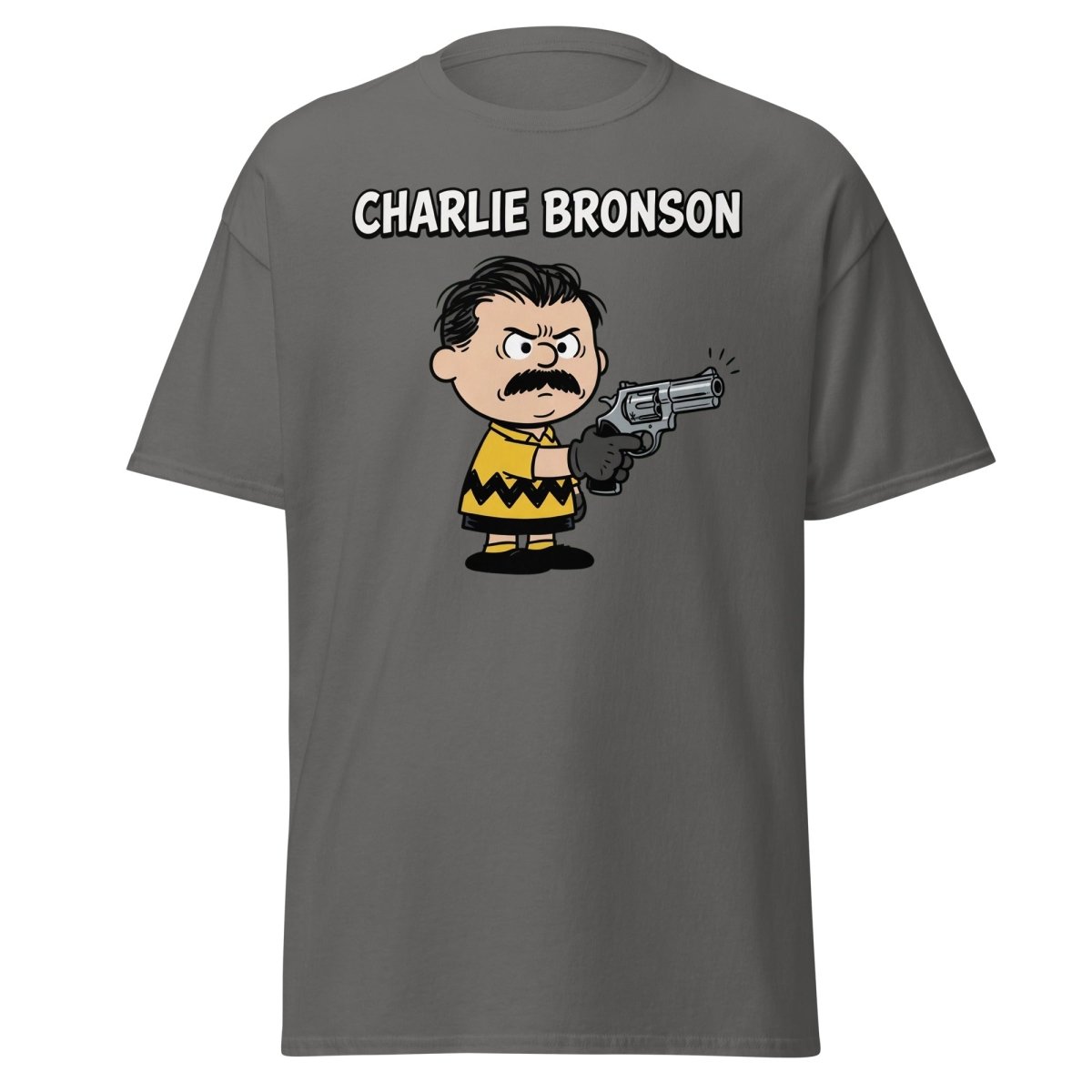 Charlie Bronson Charlie Brown T-Shirt – Funny Mashup Tee - Charcoal - TeeRipple