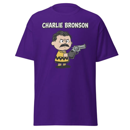 Charlie Bronson Charlie Brown T-Shirt – Funny Mashup Tee - Purple - TeeRipple