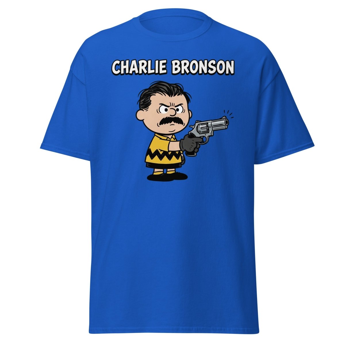 Charlie Bronson Charlie Brown T-Shirt – Funny Mashup Tee - Royal - TeeRipple