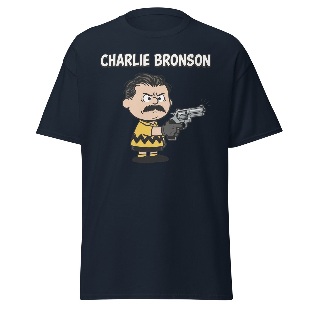 Charlie Bronson Charlie Brown T-Shirt – Funny Mashup Tee - Navy - TeeRipple