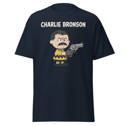 Charlie Bronson Charlie Brown T-Shirt – Funny Mashup Tee - Navy - TeeRipple