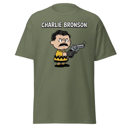 Charlie Bronson Charlie Brown T-Shirt – Funny Mashup Tee - Military Green - TeeRipple