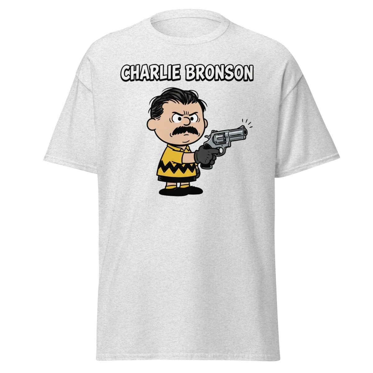 Charlie Bronson Charlie Brown T-Shirt – Funny Mashup Tee - Ash - TeeRipple