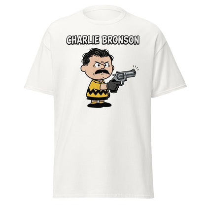 Charlie Bronson Charlie Brown T-Shirt – Funny Mashup Tee - White - TeeRipple