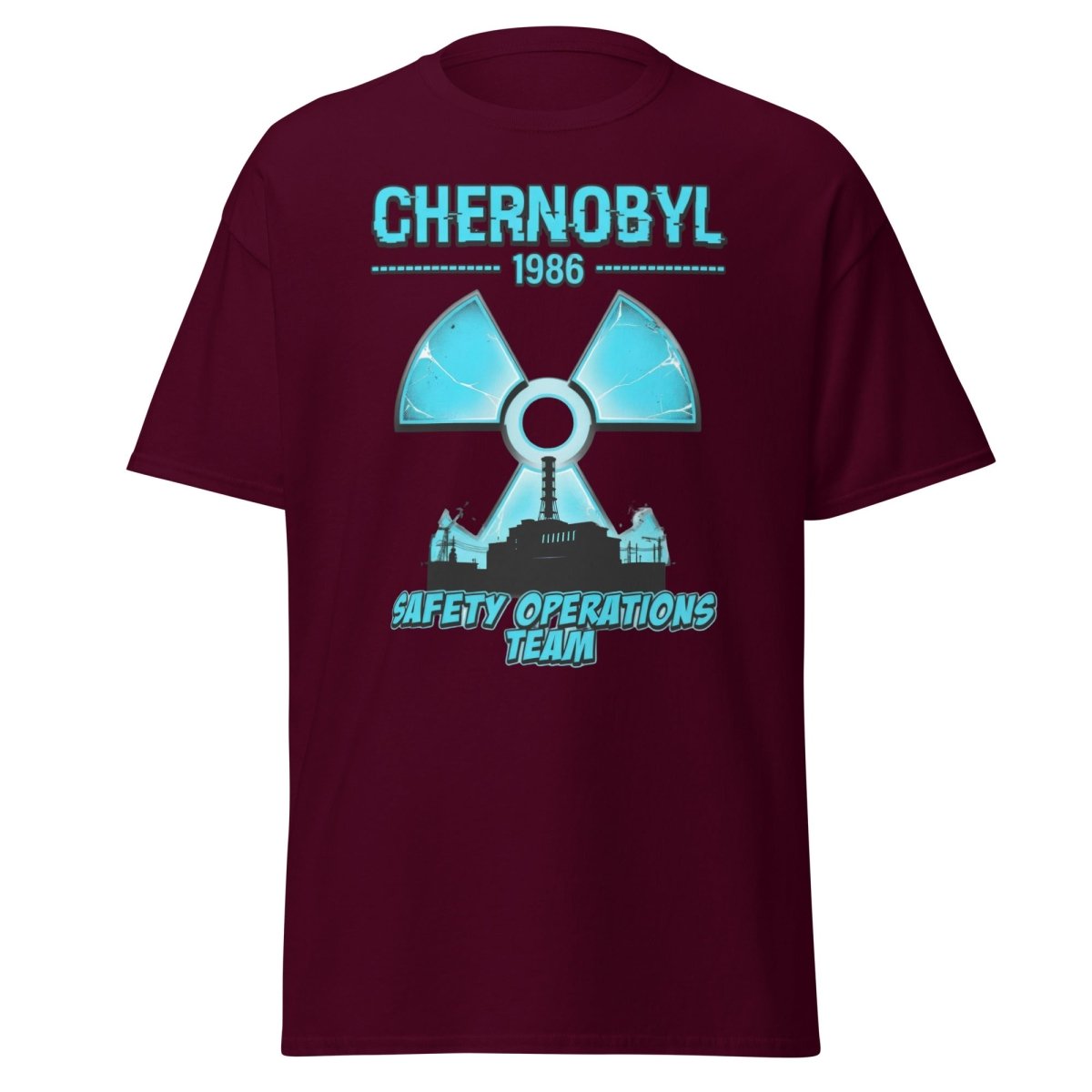 Chernobyl 1986 Safety Operations Team T-Shirt - Maroon - TeeRipple
