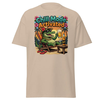 Chill Mode Activated Alligator T-Shirt Funny Beach Beer Tee - Sand - TeeRipple