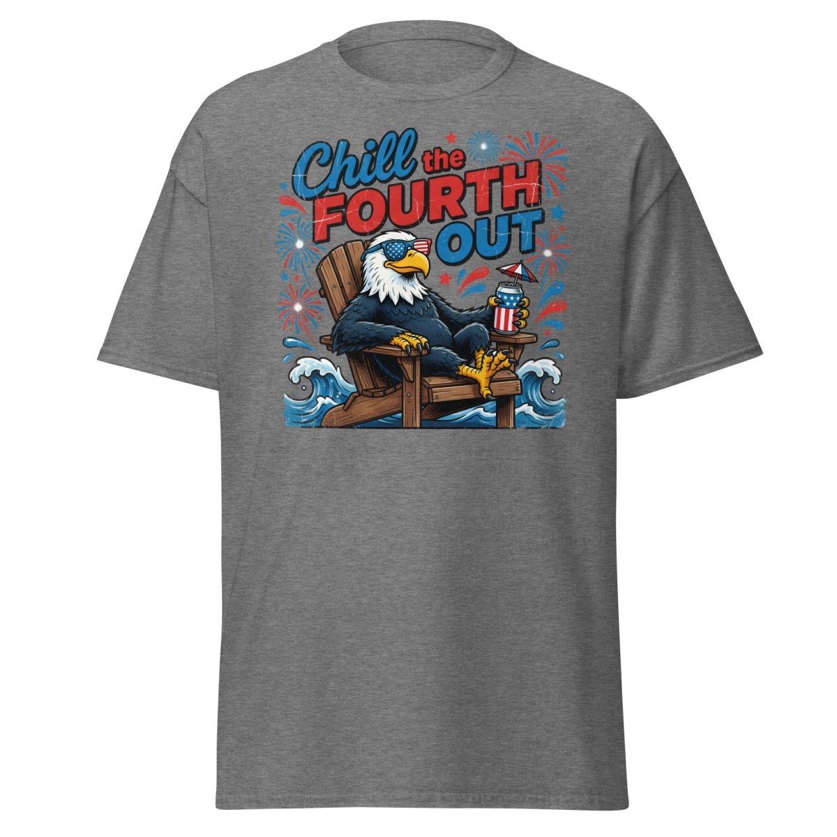 Chill the Fourth Out Eagle T-Shirt | Funny 4th of July Tee - Graphite Heather - TeeRipple