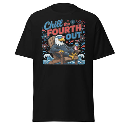 Chill the Fourth Out Eagle T-Shirt | Funny 4th of July Tee - Black - TeeRipple