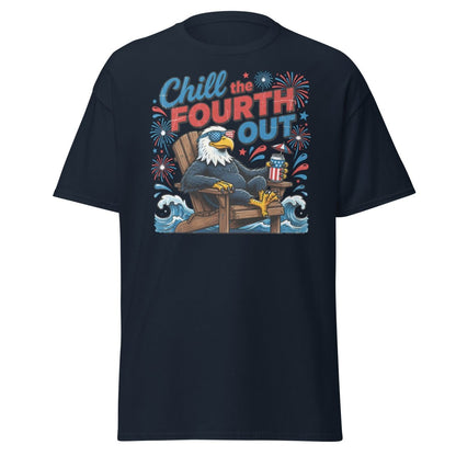Chill the Fourth Out Eagle T-Shirt | Funny 4th of July Tee - Navy - TeeRipple