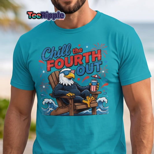 Chill the Fourth Out Eagle T-Shirt | Funny 4th of July Tee - Maroon - TeeRipple