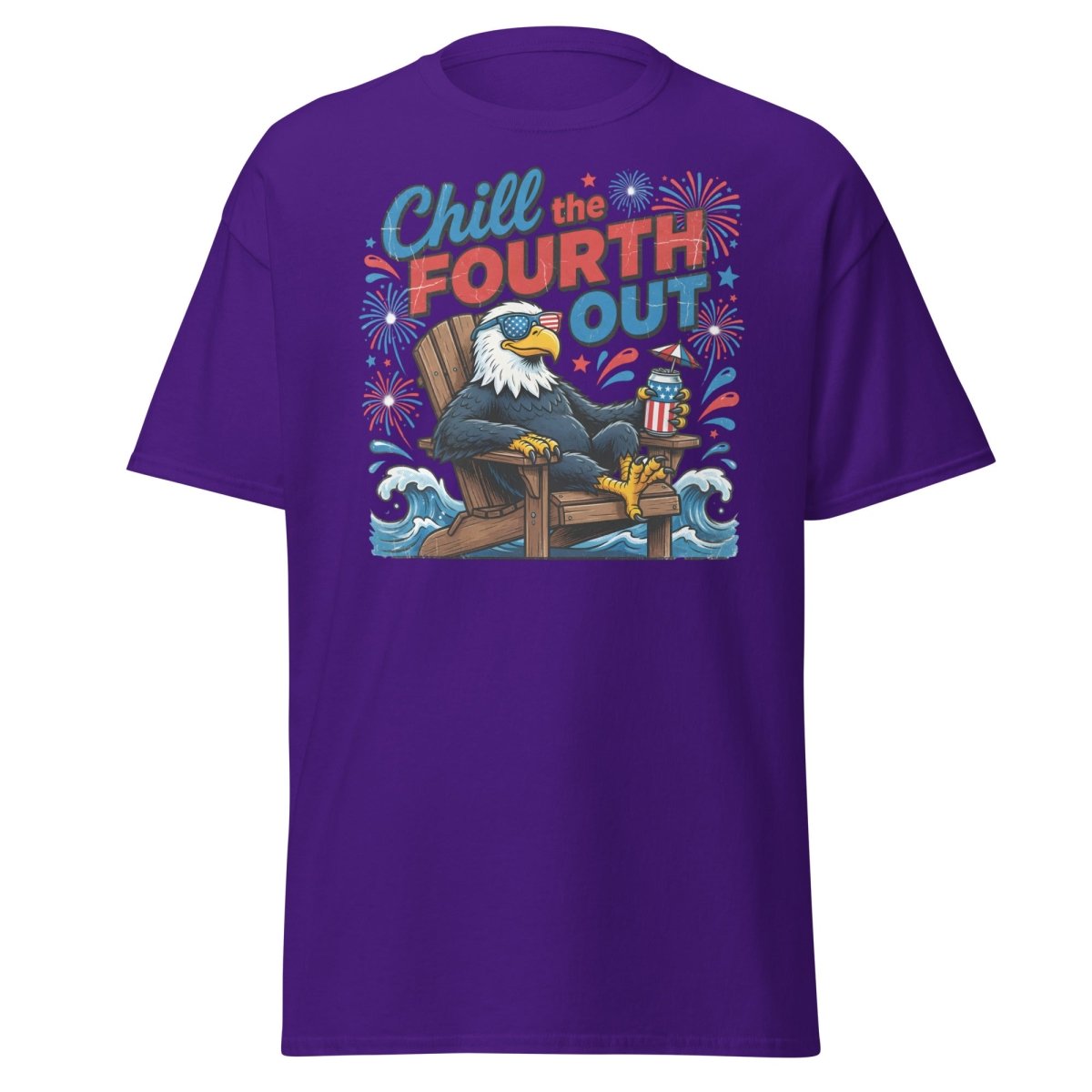 Chill the Fourth Out Eagle T-Shirt | Funny 4th of July Tee - Purple - TeeRipple