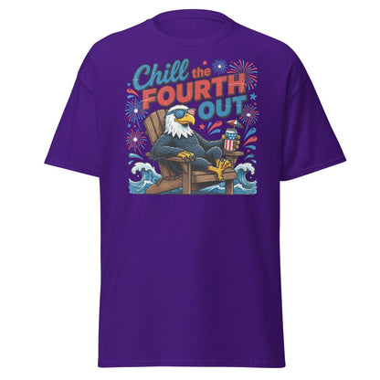 Chill the Fourth Out Eagle T-Shirt | Funny 4th of July Tee - Purple - TeeRipple
