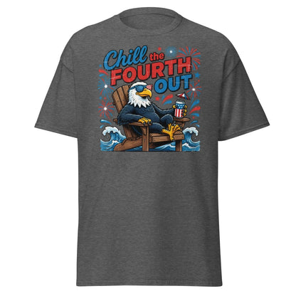 Chill the Fourth Out Eagle T-Shirt | Funny 4th of July Tee - Dark Heather - TeeRipple
