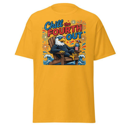 Chill the Fourth Out Eagle T-Shirt | Funny 4th of July Tee - Gold - TeeRipple