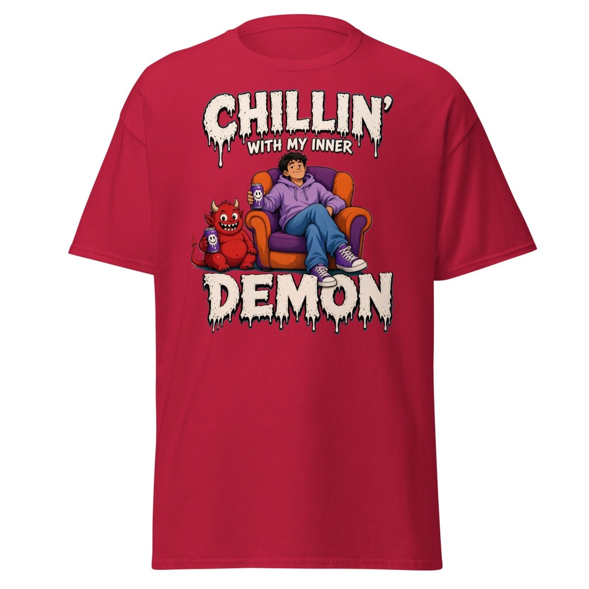 Chillin' With My Inner Demon Funny Graphic T-Shirt - Cardinal - TeeRipple