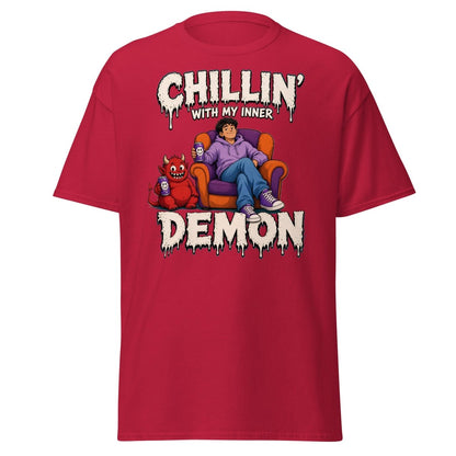 Chillin' With My Inner Demon Funny Graphic T-Shirt - Cardinal - TeeRipple