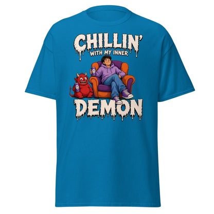 Chillin' With My Inner Demon Funny Graphic T-Shirt - Sapphire - TeeRipple