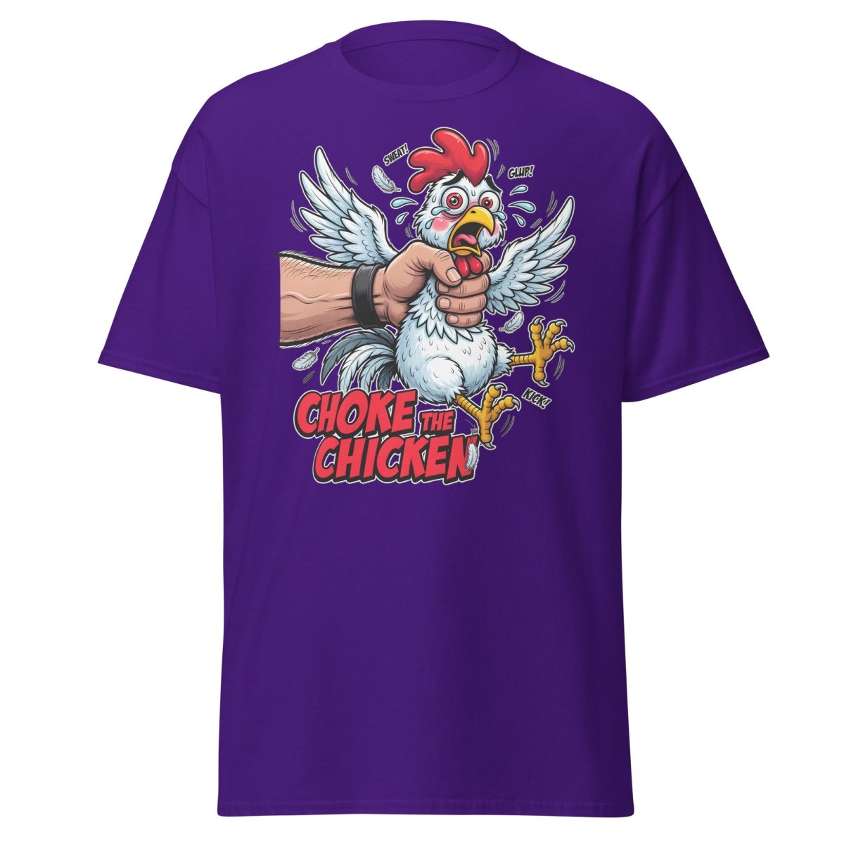 Choke The Chicken Funny Adult Humor T-Shirt - Purple - TeeRipple
