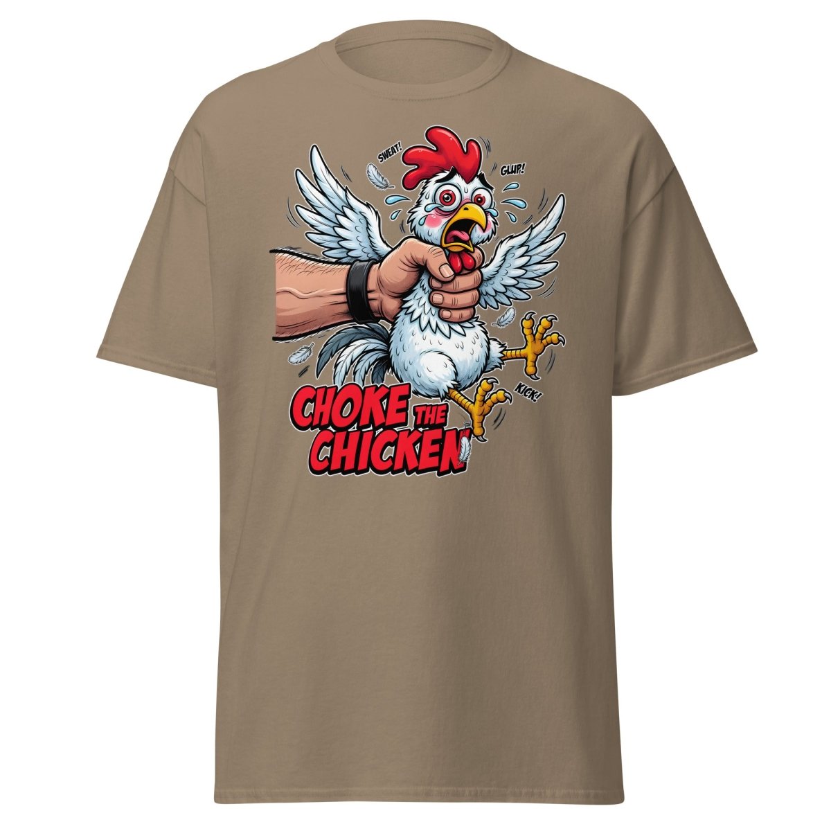 Choke The Chicken Funny Adult Humor T-Shirt - Brown Savana - TeeRipple