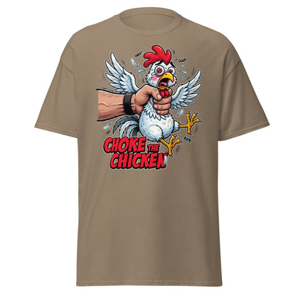 Choke The Chicken Funny Adult Humor T-Shirt - Brown Savana - TeeRipple