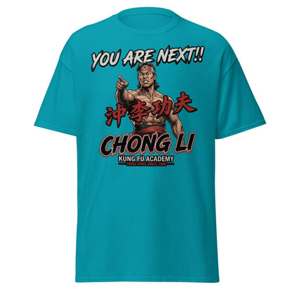 Chong Li "You Are Next" Kung Fu T-Shirt - Retro Tee - Tropical Blue - TeeRipple