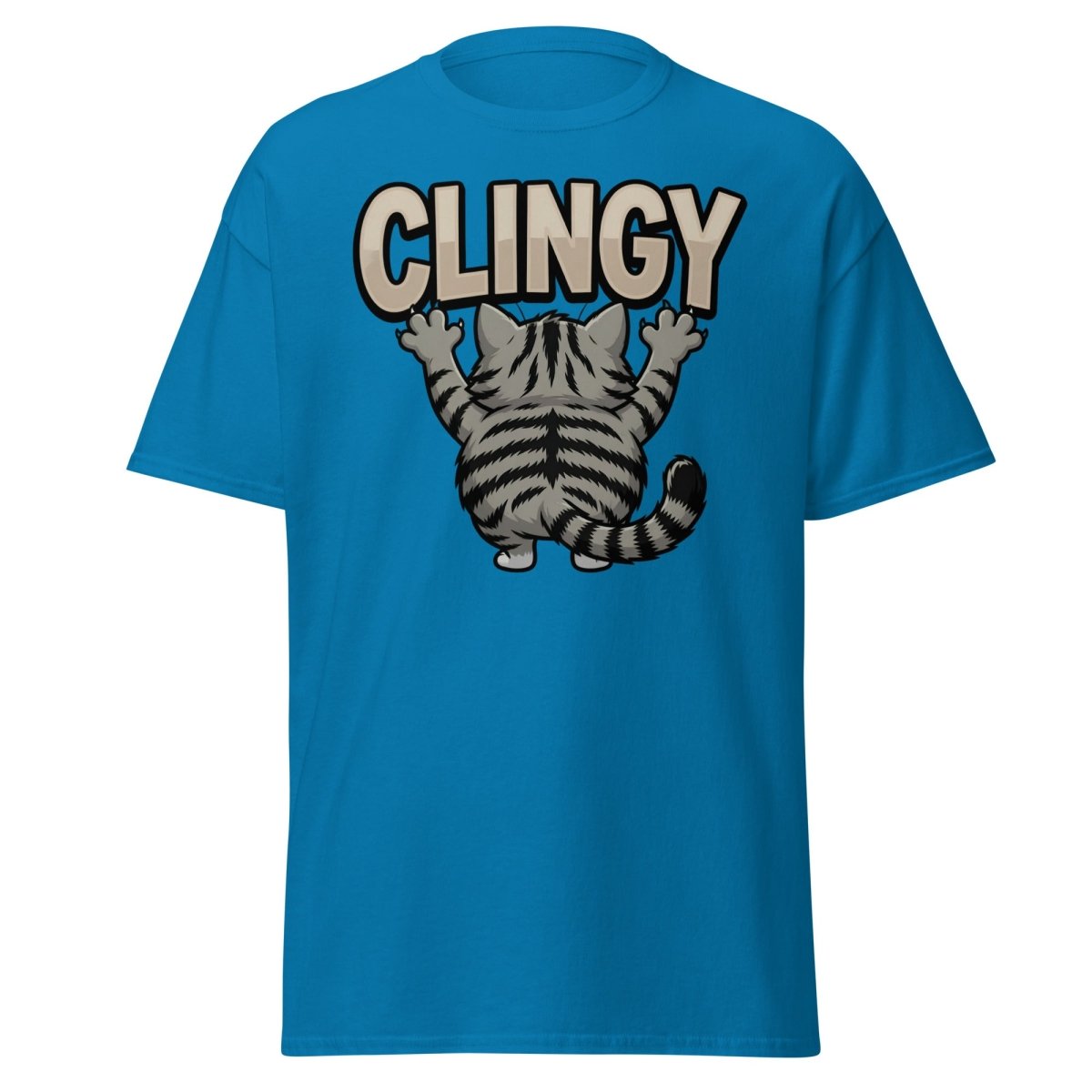Clingy Cat T-Shirt – Funny Clingy Humor Graphic Tee - Sapphire - TeeRipple