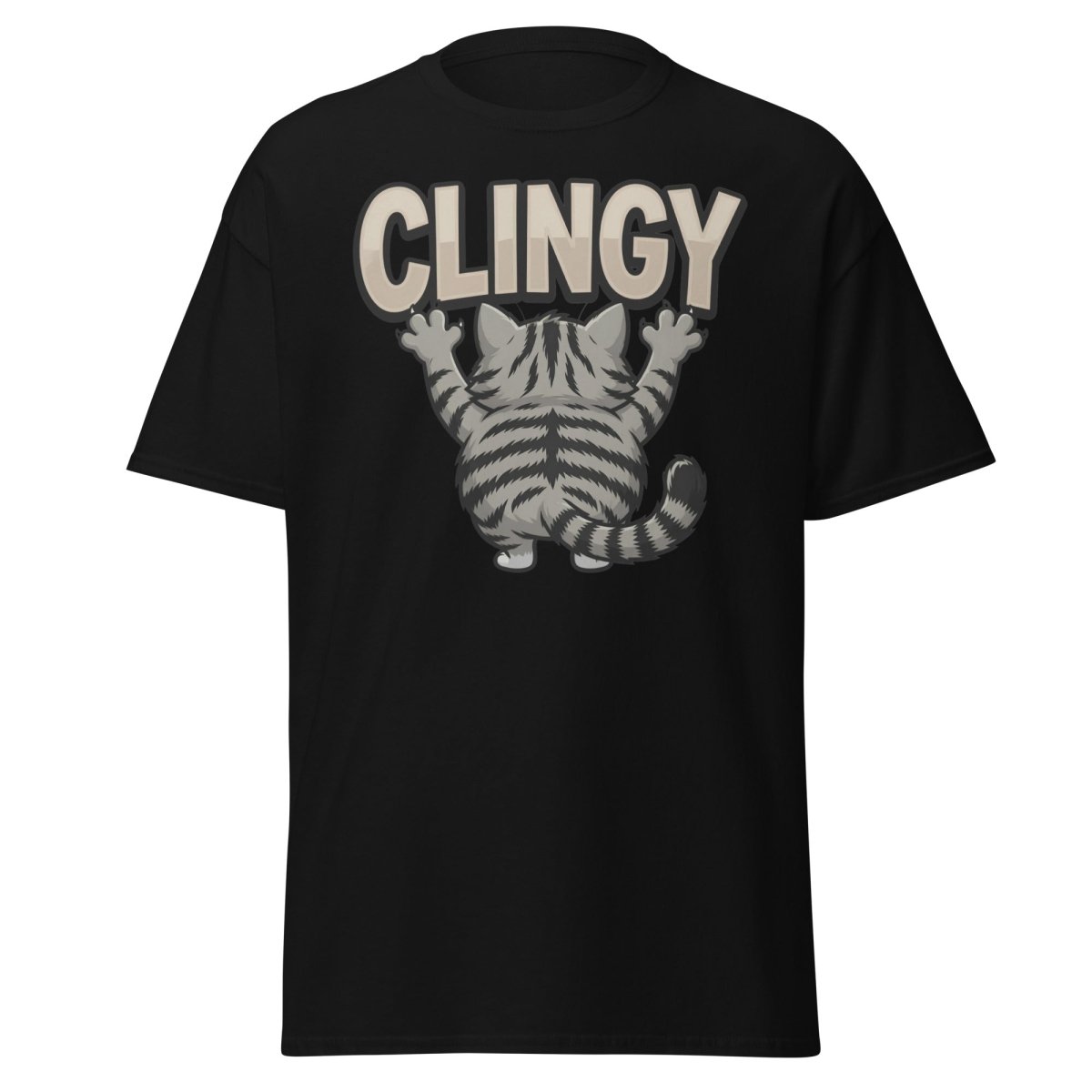 Clingy Cat T-Shirt – Funny Clingy Humor Graphic Tee - Black - TeeRipple