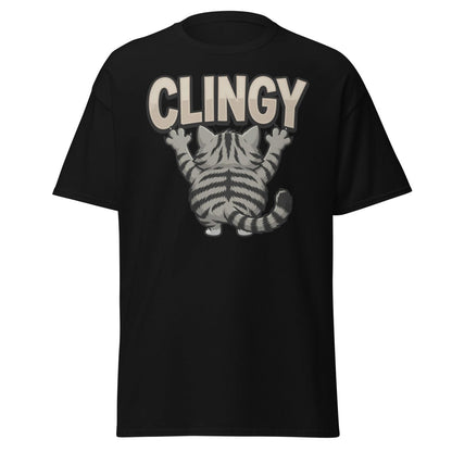Clingy Cat T-Shirt – Funny Clingy Humor Graphic Tee - Black - TeeRipple