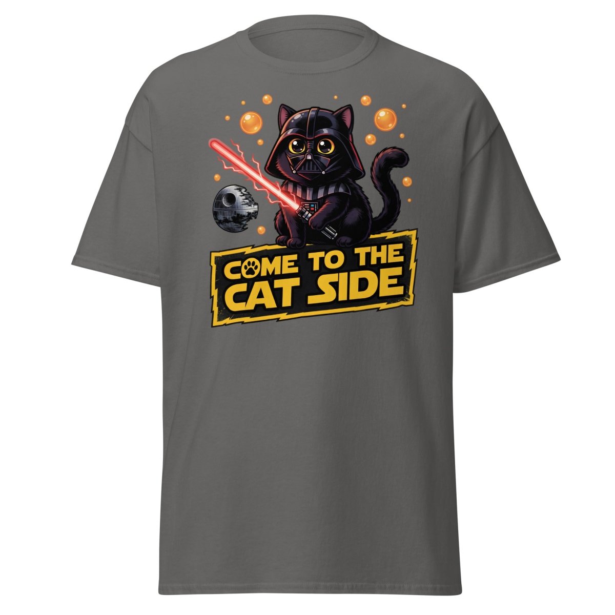 Come to the Cat Side Darth Vader Cat T-Shirt - Charcoal - TeeRipple