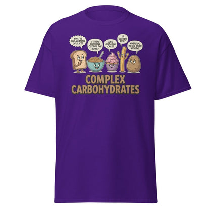 Complex Carbohydrates Funny T-Shirt – Existential Carbs Tee - Purple - TeeRipple
