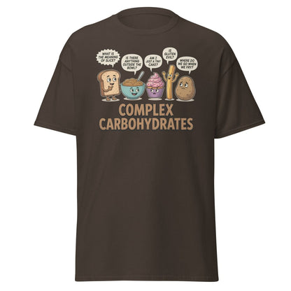 Complex Carbohydrates Funny T-Shirt – Existential Carbs Tee - Dark Chocolate - TeeRipple