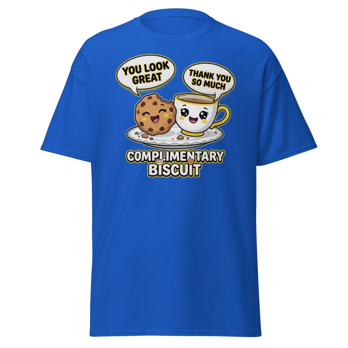 Complimentary Biscuit Funny Cookie Tea Pun T-Shirt - Royal - TeeRipple