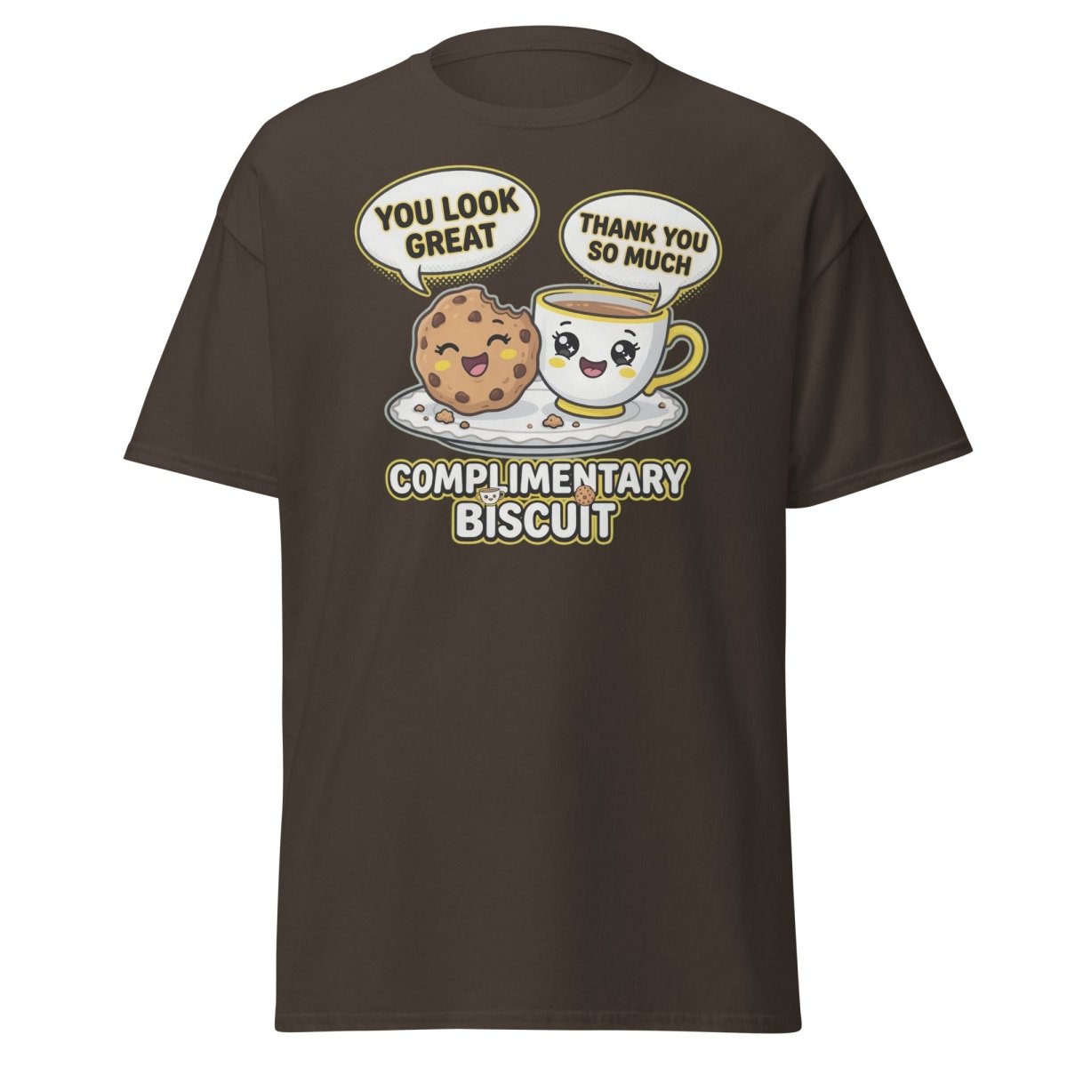 Complimentary Biscuit Funny Cookie Tea Pun T-Shirt - Dark Chocolate - TeeRipple