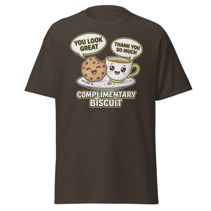 Complimentary Biscuit Funny Cookie Tea Pun T-Shirt - Dark Chocolate - TeeRipple