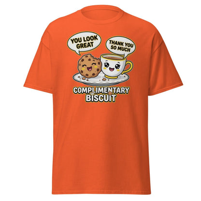 Complimentary Biscuit Funny Cookie Tea Pun T-Shirt - Orange - TeeRipple