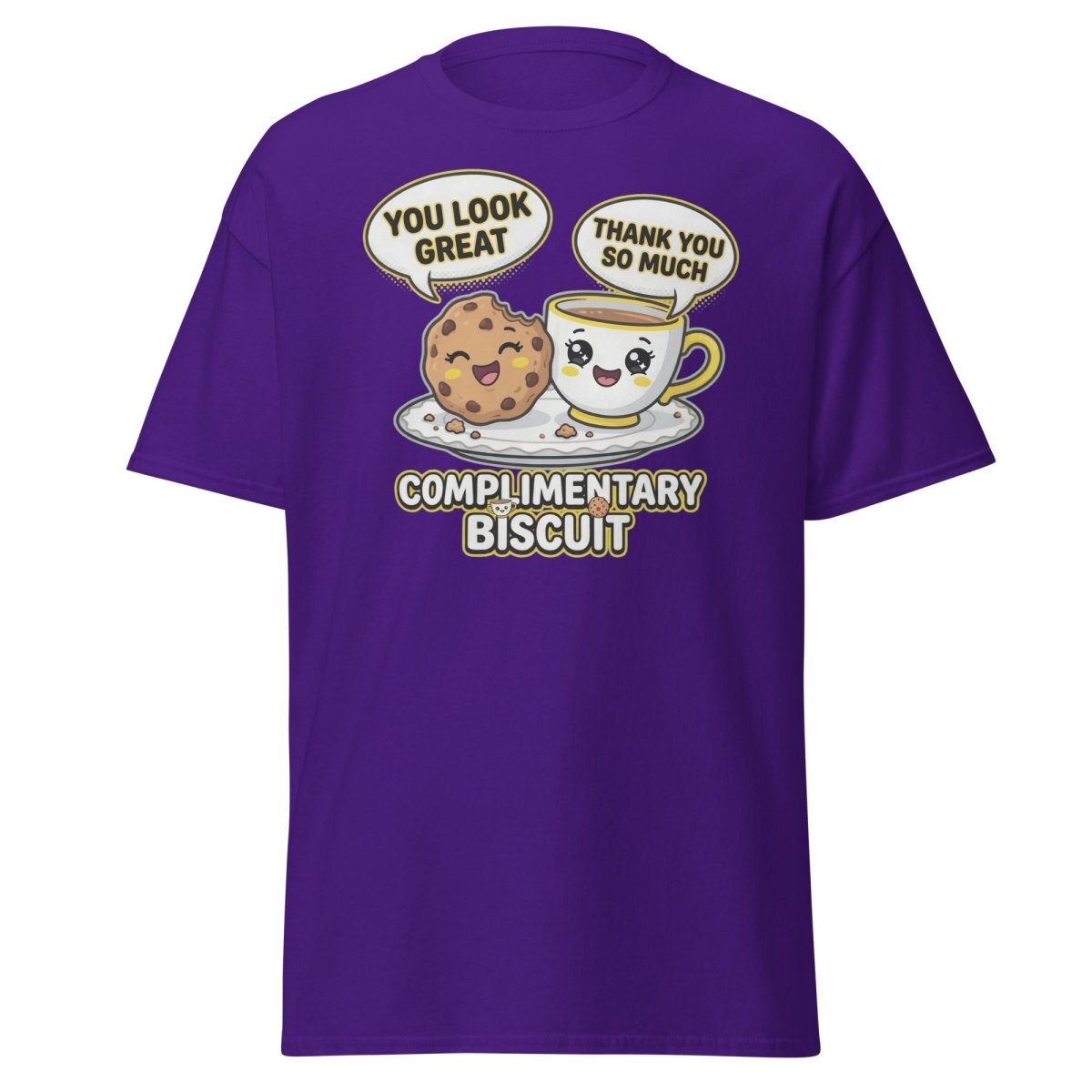 Complimentary Biscuit Funny Cookie Tea Pun T-Shirt - Purple - TeeRipple