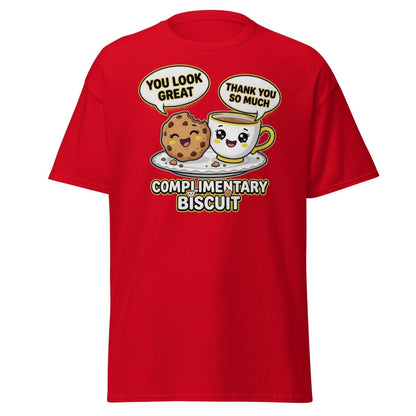 Complimentary Biscuit Funny Cookie Tea Pun T-Shirt - Red - TeeRipple