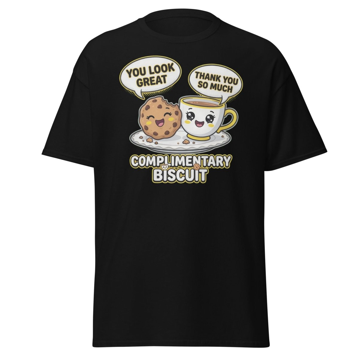 Complimentary Biscuit Funny Cookie Tea Pun T-Shirt - Black - TeeRipple