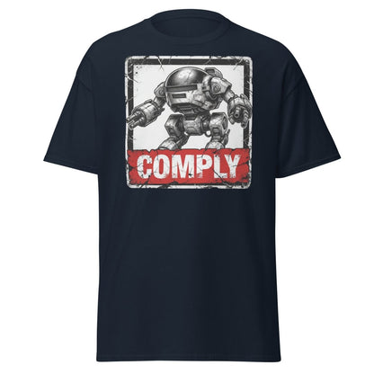 Comply Robot T-Shirt – Funny Sci-Fi Graphic Tee - Navy - TeeRipple