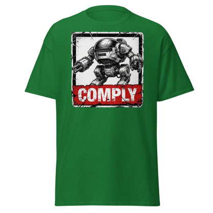 Comply Robot T-Shirt – Funny Sci-Fi Graphic Tee - Turf Green - TeeRipple