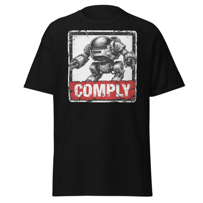 Comply Robot T-Shirt – Funny Sci-Fi Graphic Tee - Black - TeeRipple