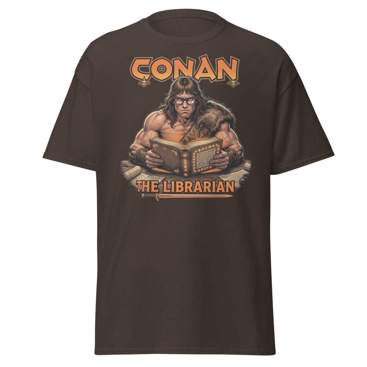 Conan The Librarian T-Shirt - Funny Barbarian Bookworm Tee - Dark Chocolate - TeeRipple