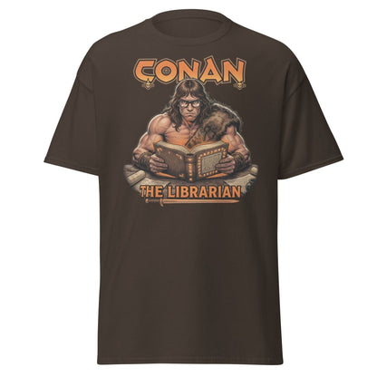 Conan The Librarian T-Shirt - Funny Barbarian Bookworm Tee - Dark Chocolate - TeeRipple