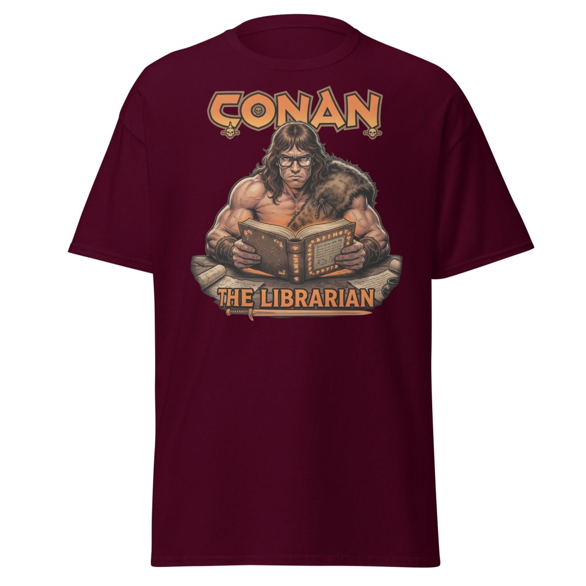 Conan The Librarian T-Shirt - Funny Barbarian Bookworm Tee - Maroon - TeeRipple