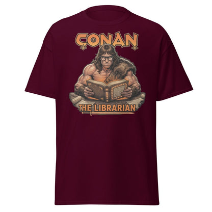 Conan The Librarian T-Shirt - Funny Barbarian Bookworm Tee - Maroon - TeeRipple