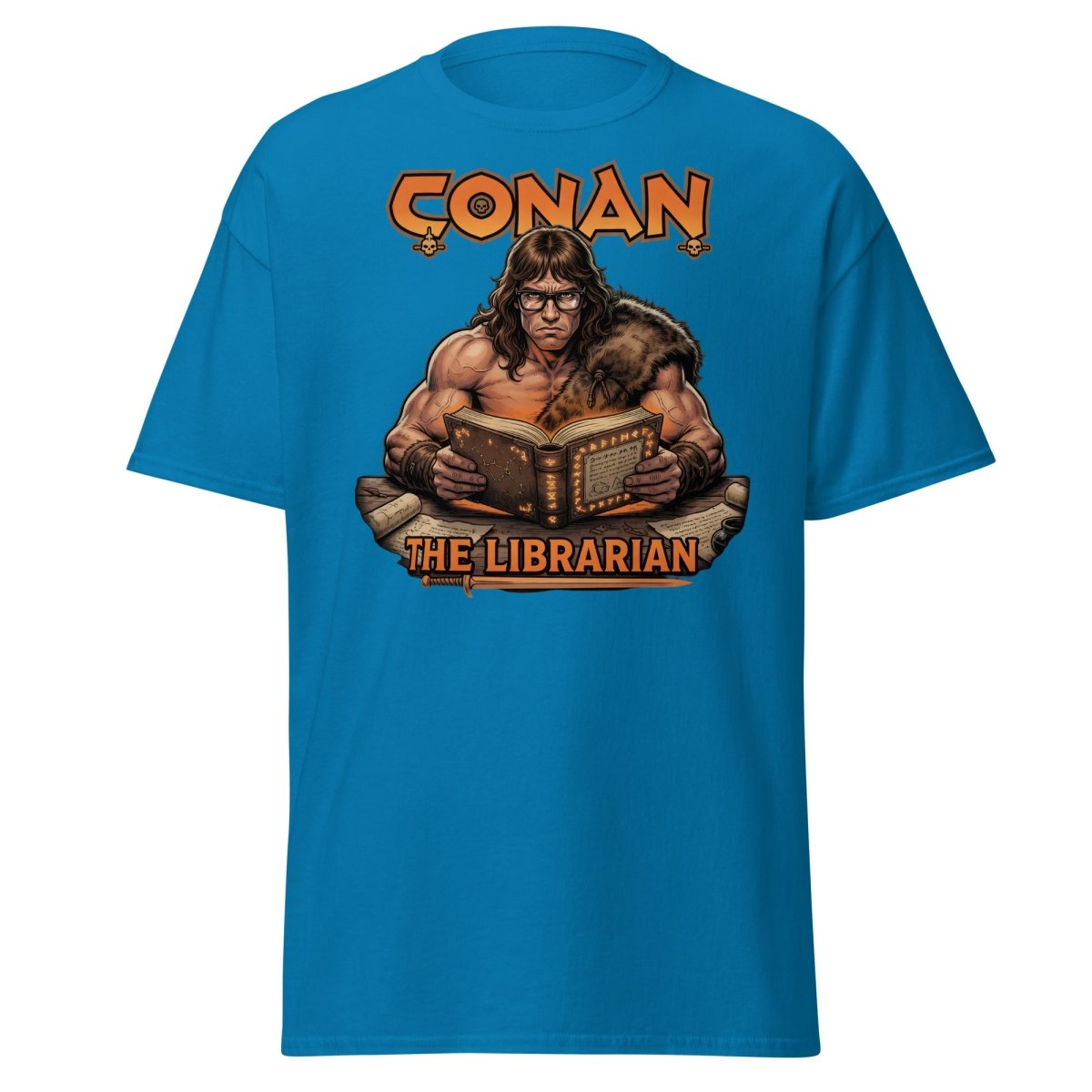 Conan The Librarian T-Shirt - Funny Barbarian Bookworm Tee - Sapphire - TeeRipple