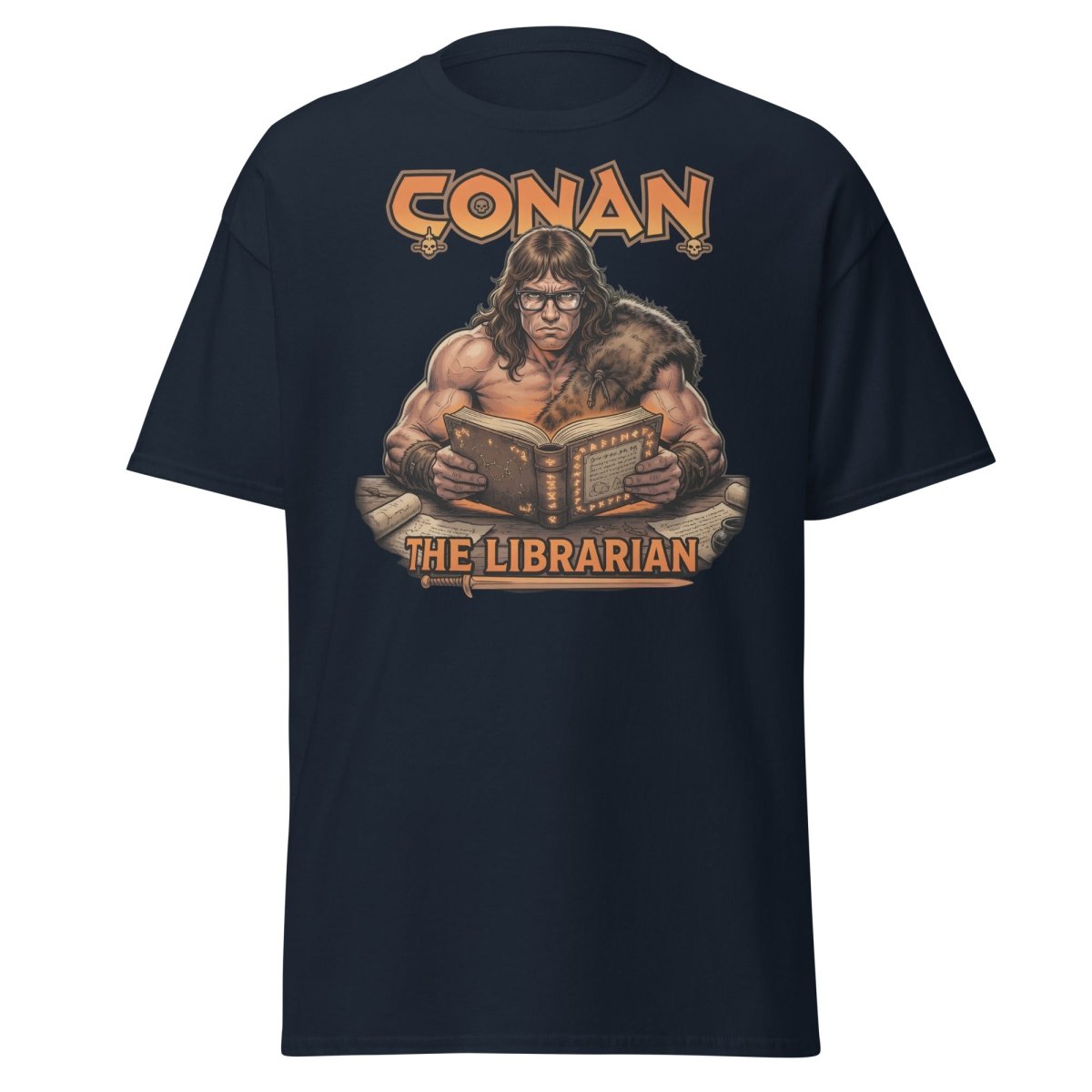 Conan The Librarian T-Shirt - Funny Barbarian Bookworm Tee - Navy - TeeRipple
