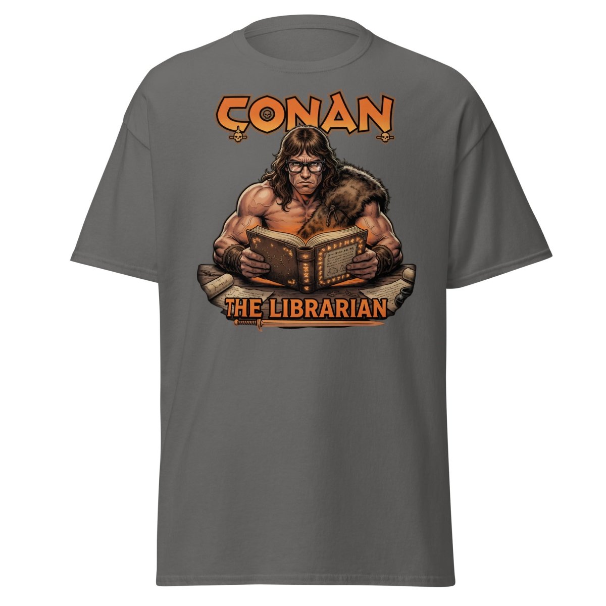 Conan The Librarian T-Shirt - Funny Barbarian Bookworm Tee - Charcoal - TeeRipple