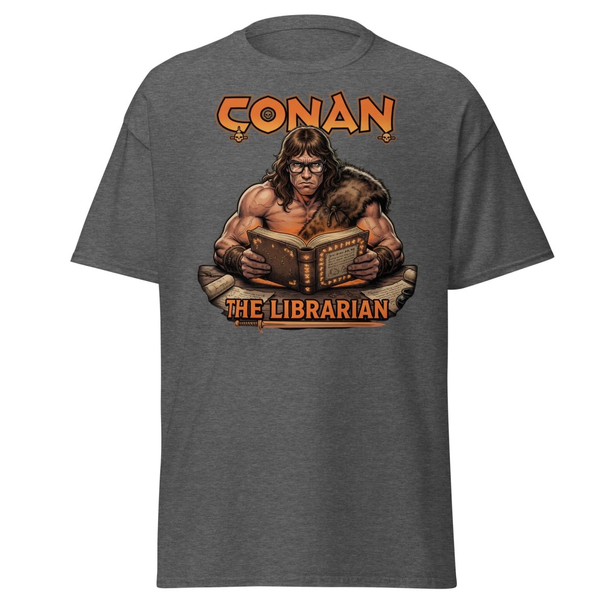 Conan The Librarian T-Shirt - Funny Barbarian Bookworm Tee - Dark Heather - TeeRipple