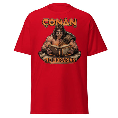 Conan The Librarian T-Shirt - Funny Barbarian Bookworm Tee - Red - TeeRipple